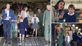 Prince and Princess of Wales and their three children enjoy a day out at an RAF air show