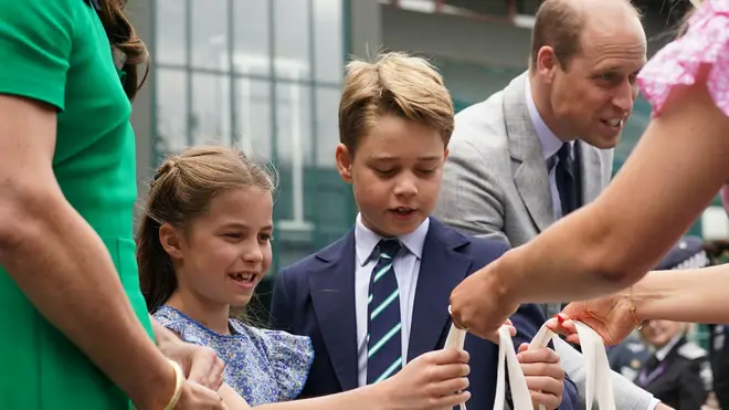 Prince George and Princess Charlotte given bags as they arrived