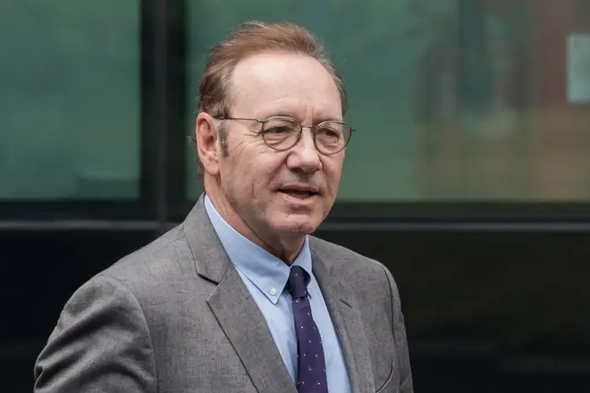 US actor Kevin Spacey arrives at Southwark Crown Court to attend his trial on sexual assault charges in London