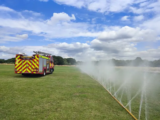 The London Fire Brigade&squot;s new "holey" hoses were designed to tackle wildfires.
