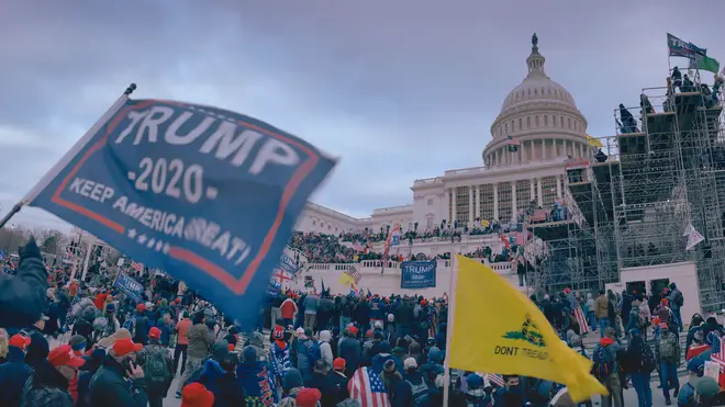 Large crowds of President Trump supporters descending on US Capitol Building after Save America March