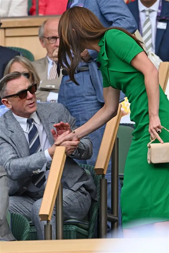 Kate meeting Daniel Craig in the royal box at Wimbledon