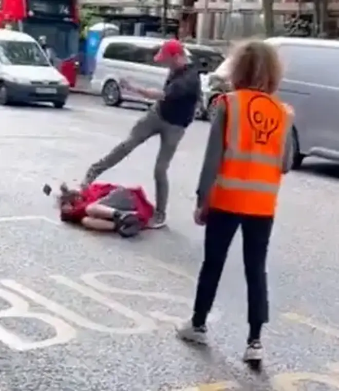 Just Stop Oil protester punched and kicked during protest in South Kensington