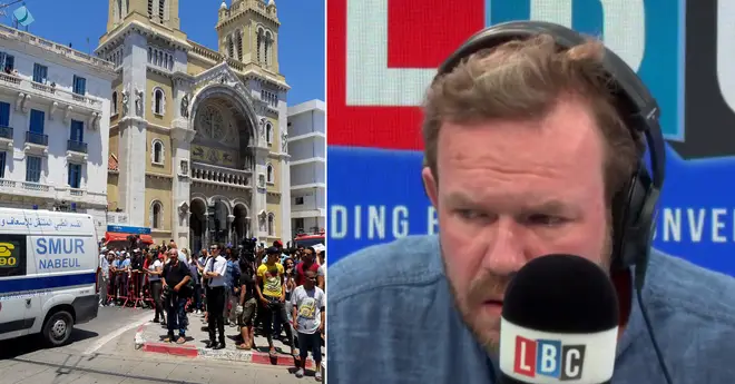 James O'Brien's shocked reaction as his reporter dives for cover
