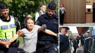 Greta Thunberg hauled away from oil depot protest by Swedish police hours after she was fined for a previous incident