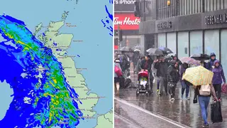 A band of heavy rain is to batter the UK from Wednesday night into Thursday morning