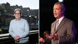 Coutts CEO Peter Flavel (L) and Nigel Farage (R)