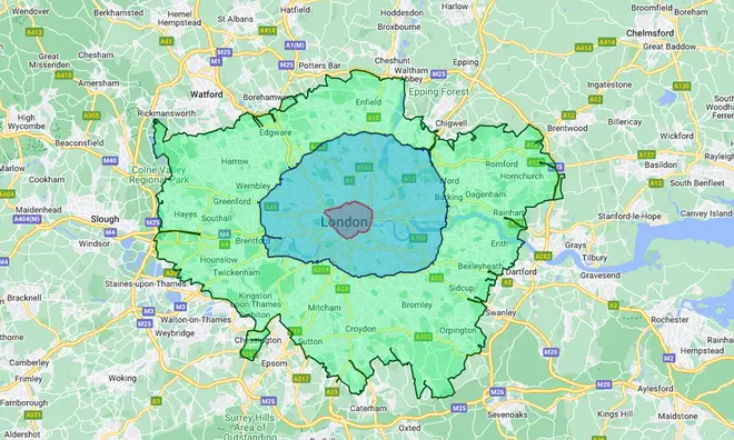 The Ultra Low Emissions Zone will be extended to all London boroughs as shown in the map