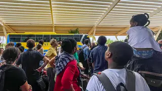 Busy airport queue in Niger