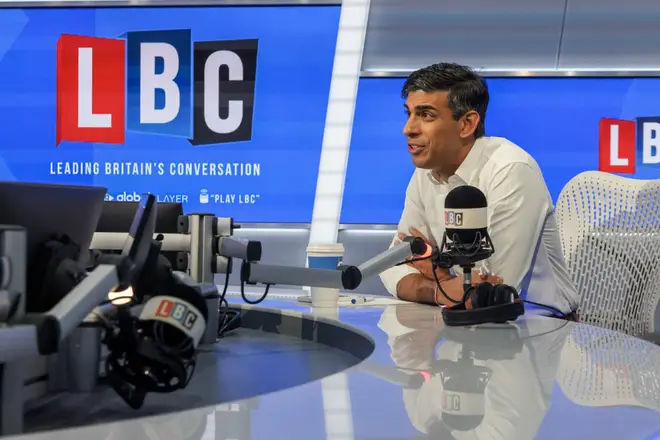 Rishi Sunak in the LBC studio during an exclusive phone-in