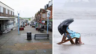 Wet weather has meant the number of Brits shopping in July fell for the first time in 14 year.