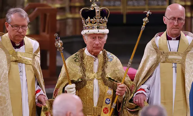 King Charles's Coronation in Westminster Abbey as he wears his crown