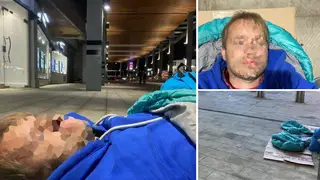Sergiy, 44, who came to the UK on the Homes for Ukraine scheme, has been sleeping in a sleeping bag next to Ealing Station since Wednesday night.