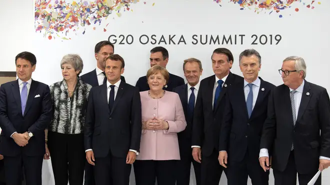 EU leaders gather with the Argentinian President at the G20 Summit in Osaka, Japan