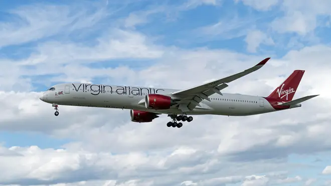 Virgin Atlantic Airbus landing at London's Heathrow Airport