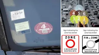 The different stickers for the Crit-Air anti-pollution vehicle identification system