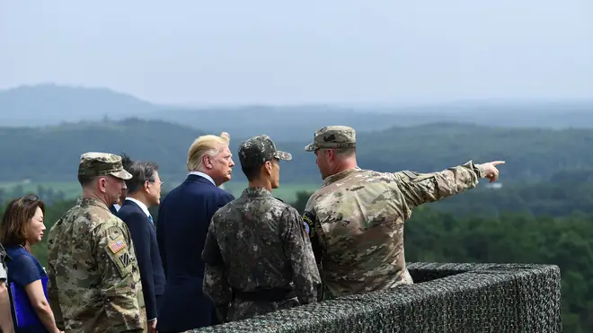 President Trump visits the DMZ ahead of a meeting with North Korean leader Kim Jong Un
