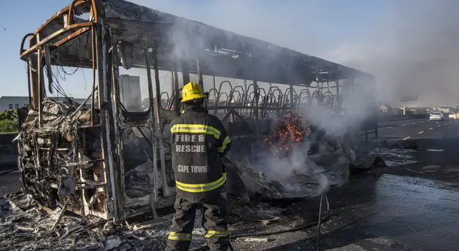 Firefighters had to put out torched buses