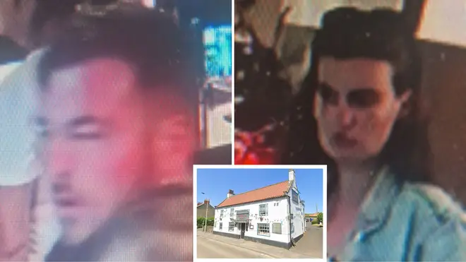 Police released these images after a man and woman left a pub without paying their hefty bill