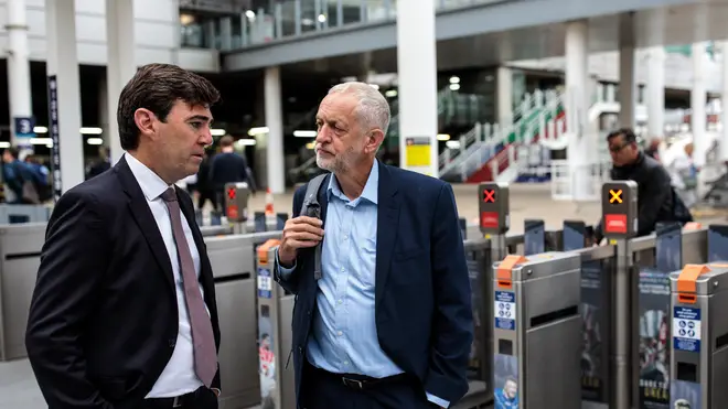 Labour leader Jeremy Corbyn with Mayor Andy Burnham