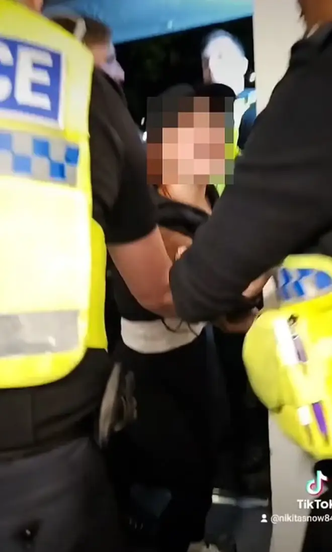 The girl was dragged from her home in Leeds by a group of officers after a 'homophobic public order offence'