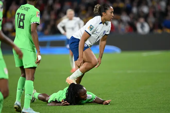 Lauren James received a red card for stamping on a Nigerian footballer in last 16 tie