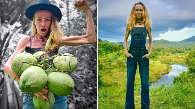 Vegan influencer Zhanna Samsonova boasted about weighing ‘same as 18 coconuts’ at just 41kg before ‘dying of starvation’