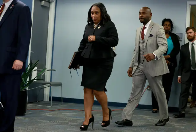 Fulton County District Attorney Fani Willis and a grand jury delivered the state indictment of Trump and 18 associates at the Fulton County Government building on August 14, 2023 in Atlanta.