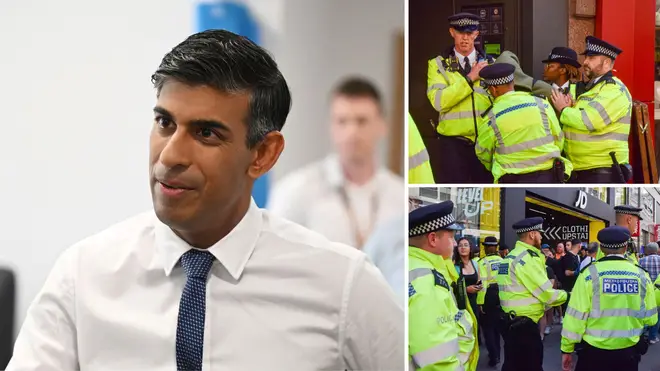 Police gathered on Oxford Street last week ahead of the planned looting