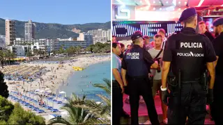 File photos of police in Magaluf