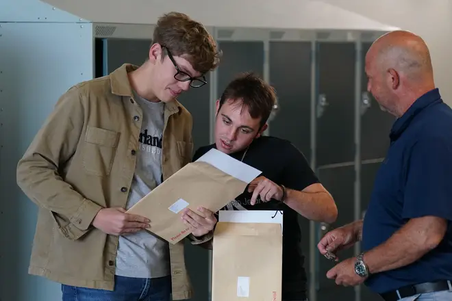 Pupils at Langley School in Loddon, Norfolk, receive their results