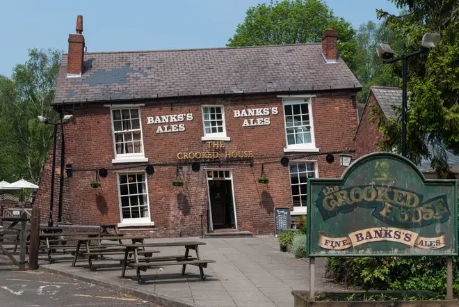 The Crooked House pub in Himley, near Dudley, West Midlands