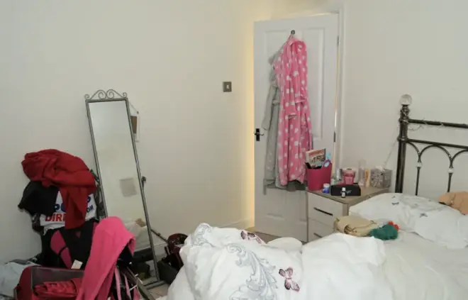 In the photos shown during the 10-month trial, a number of jackets hover over Letby's bed rails, with a teddy bear stuffed underneath her duvet.