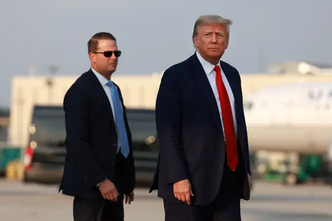 Donald Trump arriving in Georgia earlier on Thursday