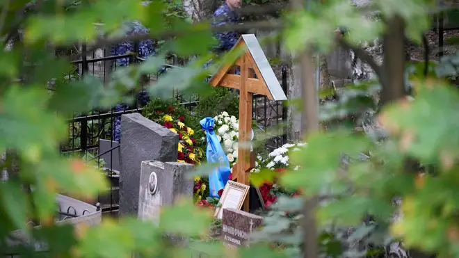Flowers on the grave of Wagner Group's chief Yevgeny Prigozhin