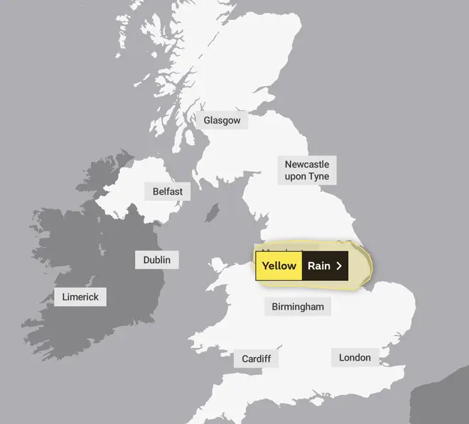 A yellow weather warning has been issued for part of the UK