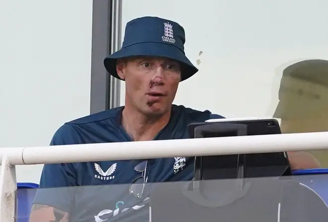 Flintoff was photographed for the first time since the accident at the cricket