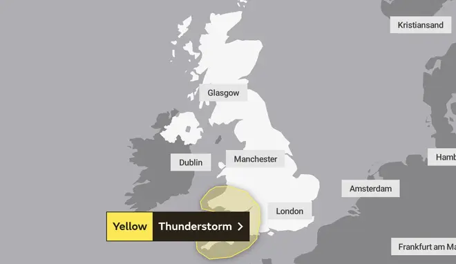 Thunder is hitting south west England