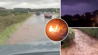 Roads are flooded after a night of thunderstorms