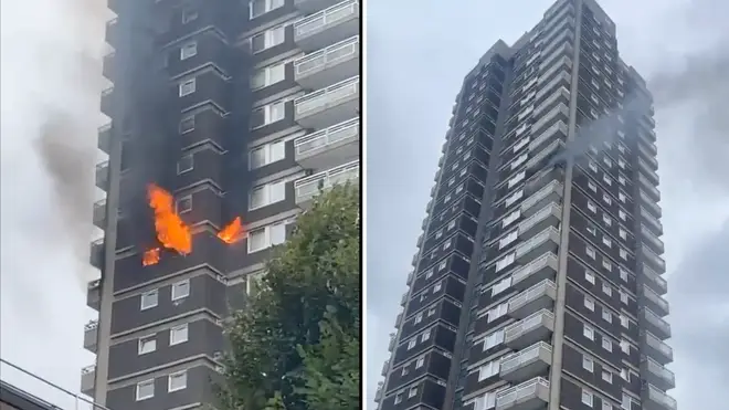 A huge fire has broken out in an east London tower block