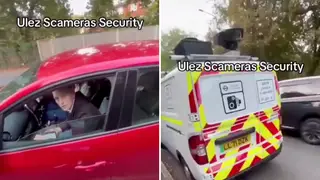 Footage appears to show a security guard monitoring the mobile Ulez camera