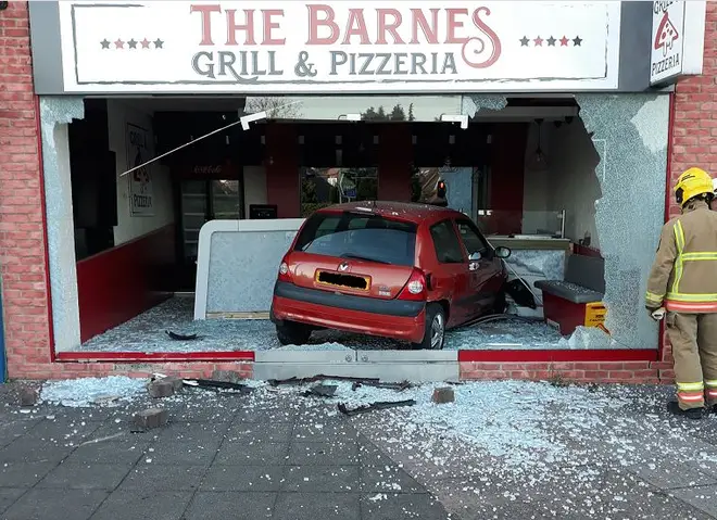 The vehicle smashed through the front of the takeaway