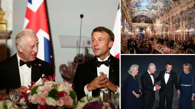 The royal pair attended the state banquet at the Palace of Versailles on Wednesday evening.