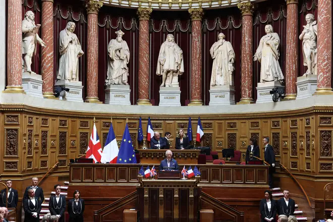 Charles was the first British monarch to speak to the French Senate