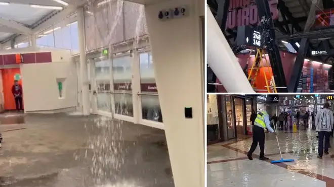 West Ham stadium was flooded with rain.