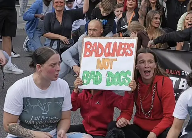 The owners were asked not to bring their XL Bullies to the protest as owners fear for their beloved pooches.