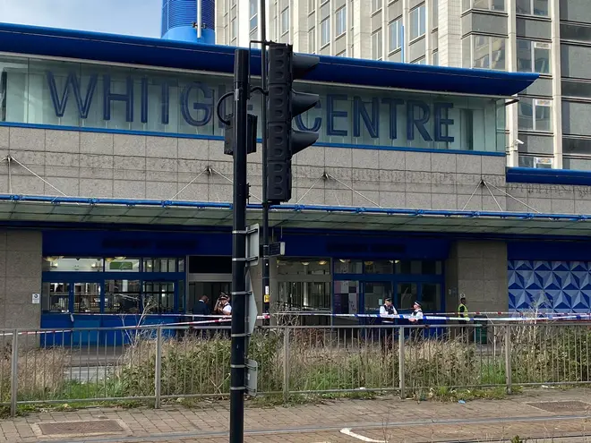 A crime scene remains in place around the Whitgift Centre