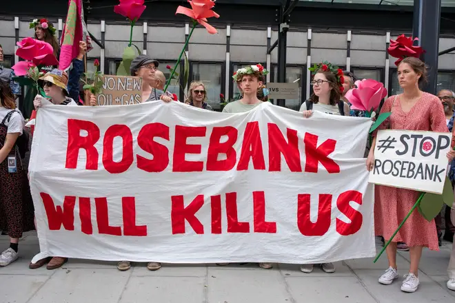 Protestors against Rosebank