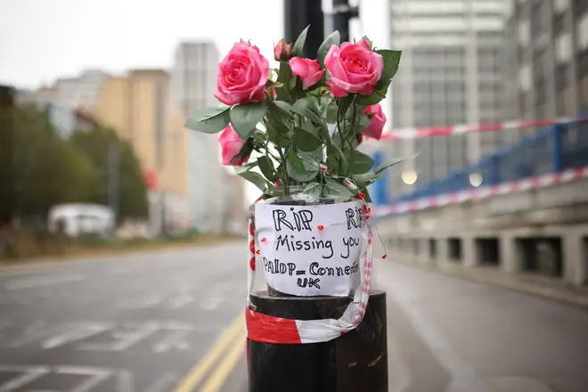 Tributes are left at the scene of the attack on the schoolgirl on Thursday