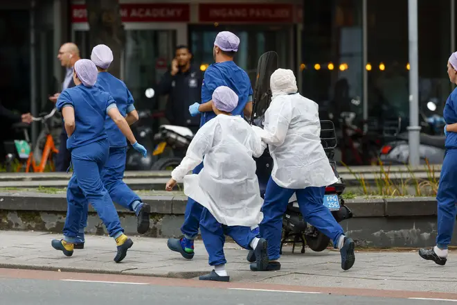 Medical staff were spotted running out of the hospital.